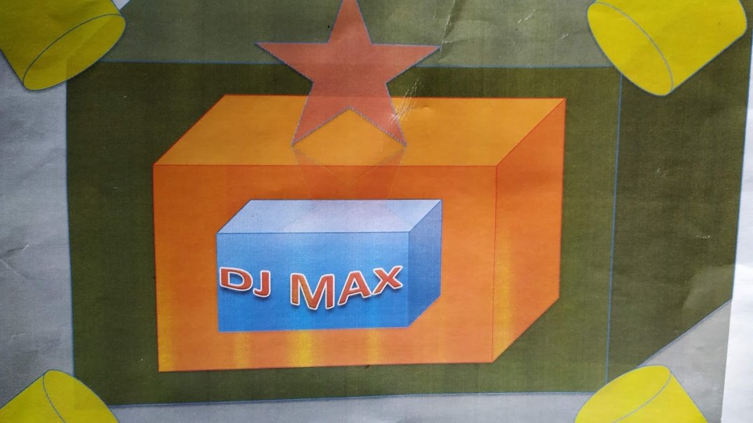 Grafisches Bild mit DJ Max im Zentrum