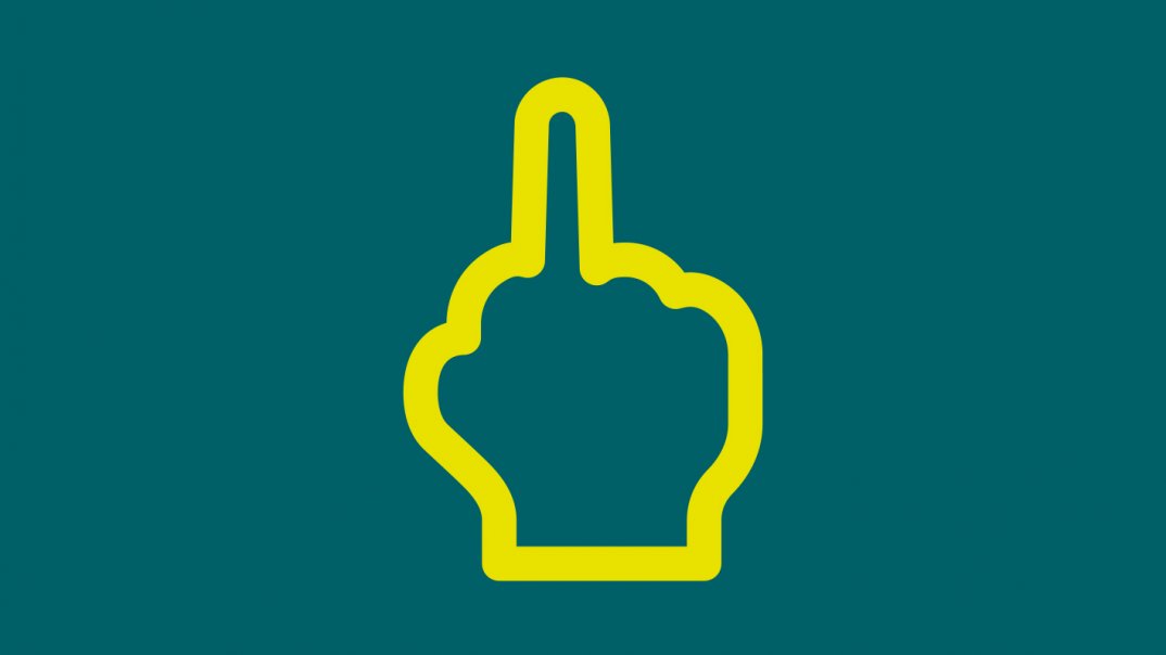 Icon von einer Hand, die den Mittelfinger zeigt